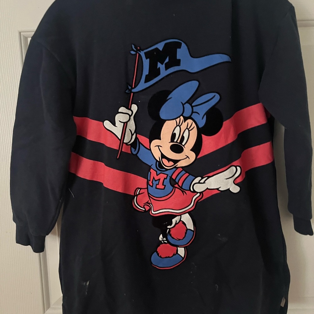 Zara Black Sweatshirt with Mickey Mouse Graphic and Red Stripes